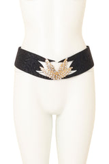 Textured Suede Crystal Wing Belt by Léo Isba on mannequin @ Recess LA