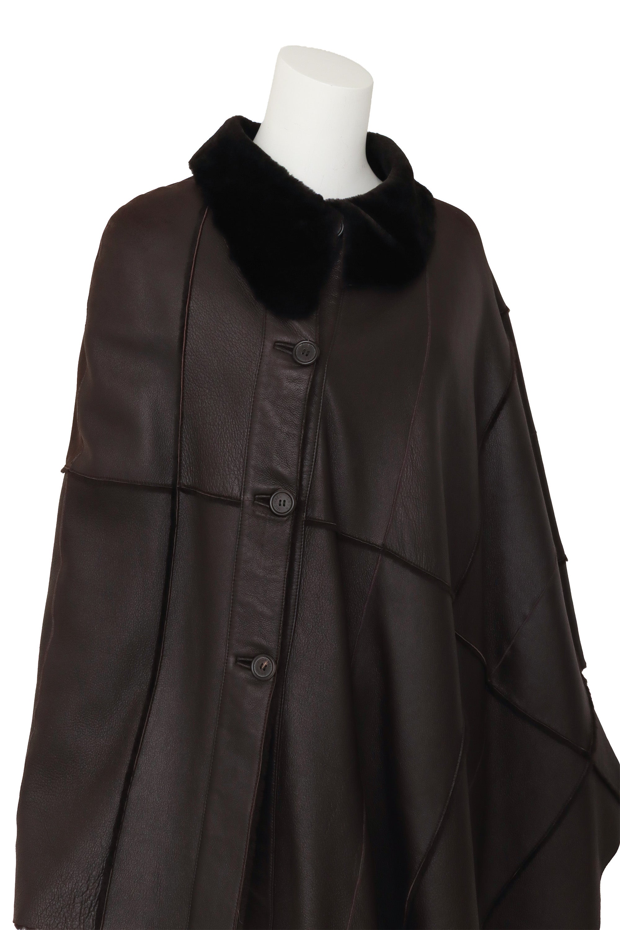 leather poncho by Michael Kors on mannequin close @ Recess LA