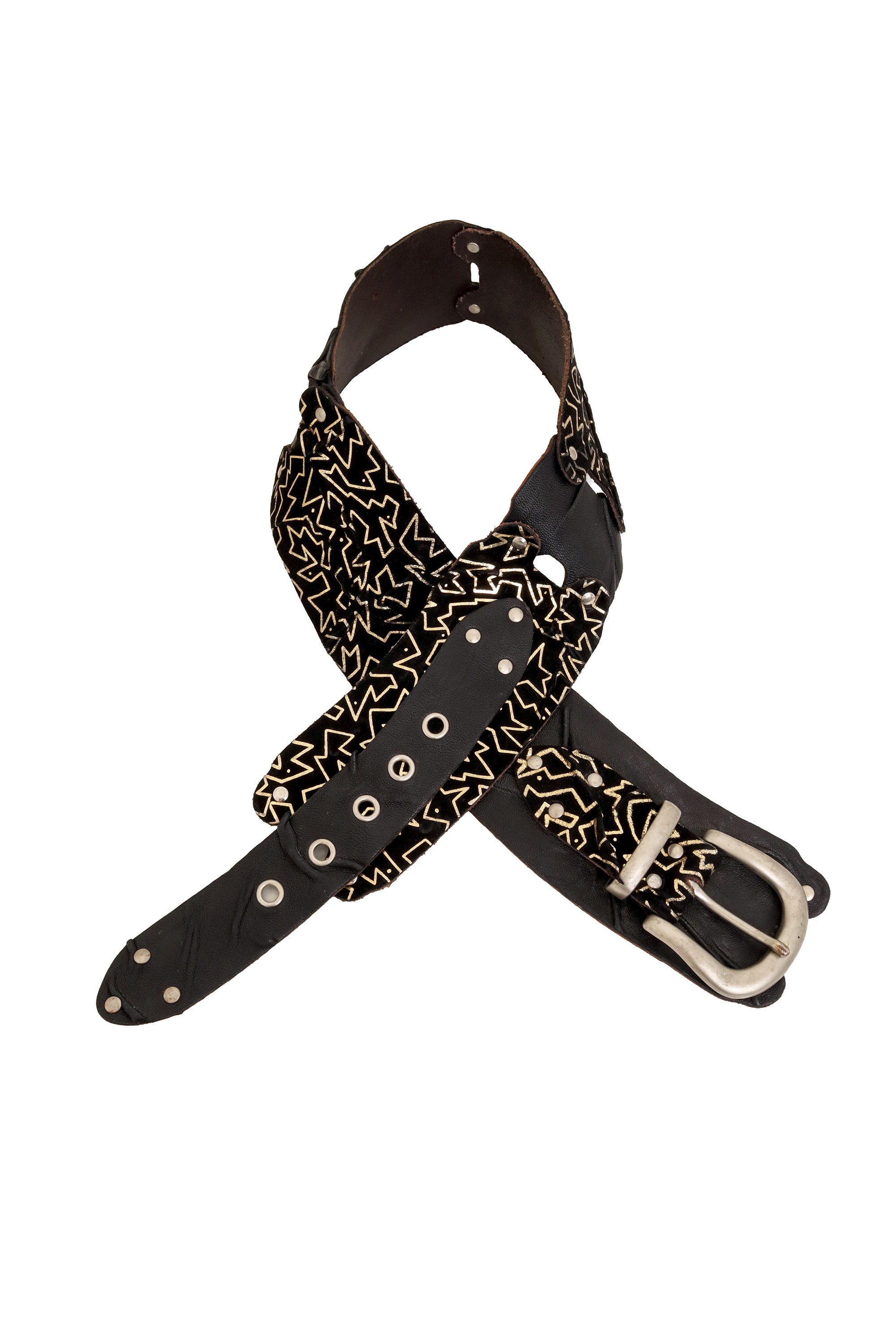 Geo Suede & Leather Panel Belt @ Recess LA