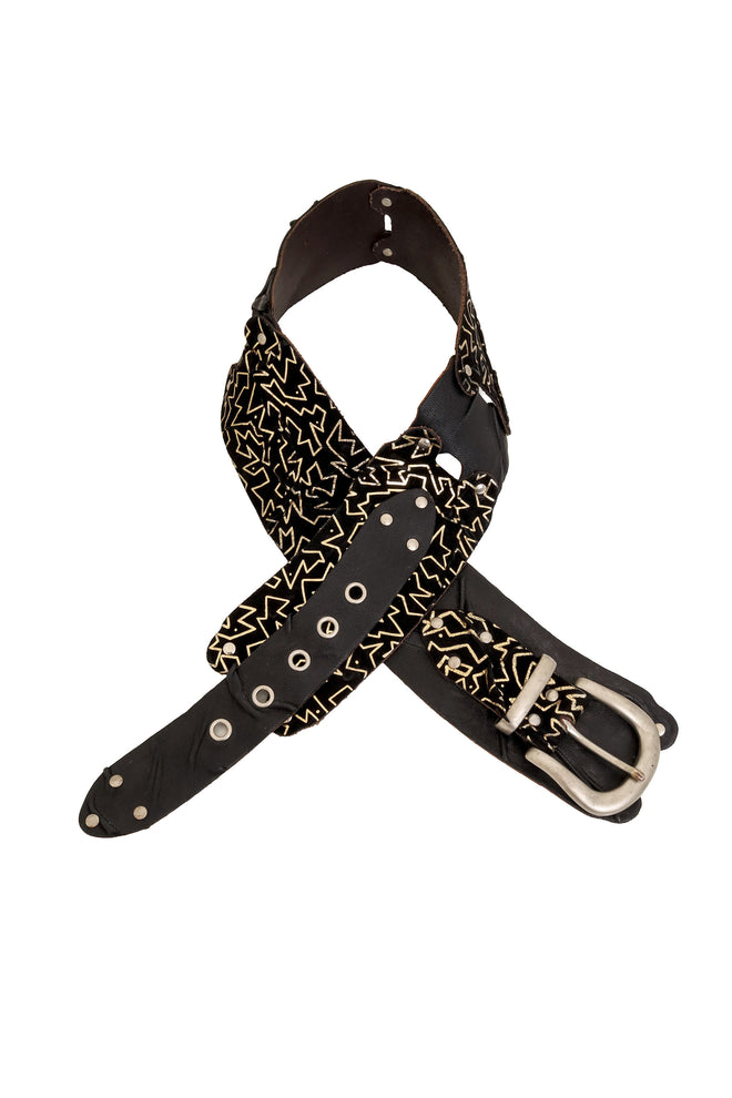 Geo Suede & Leather Panel Belt @ Recess LA