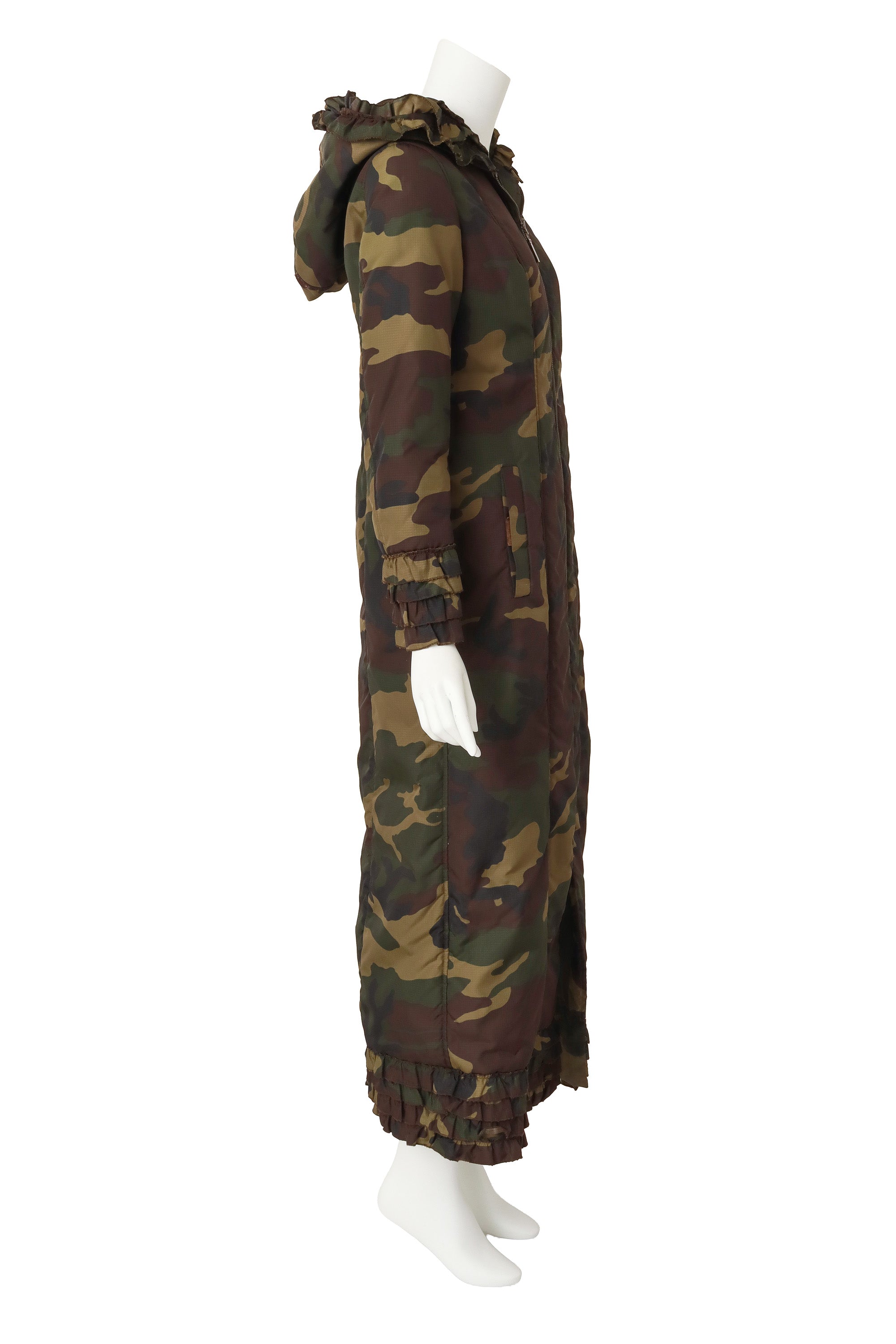 camo Puffer Coat by Moschino on mannequin side @ Recess LA