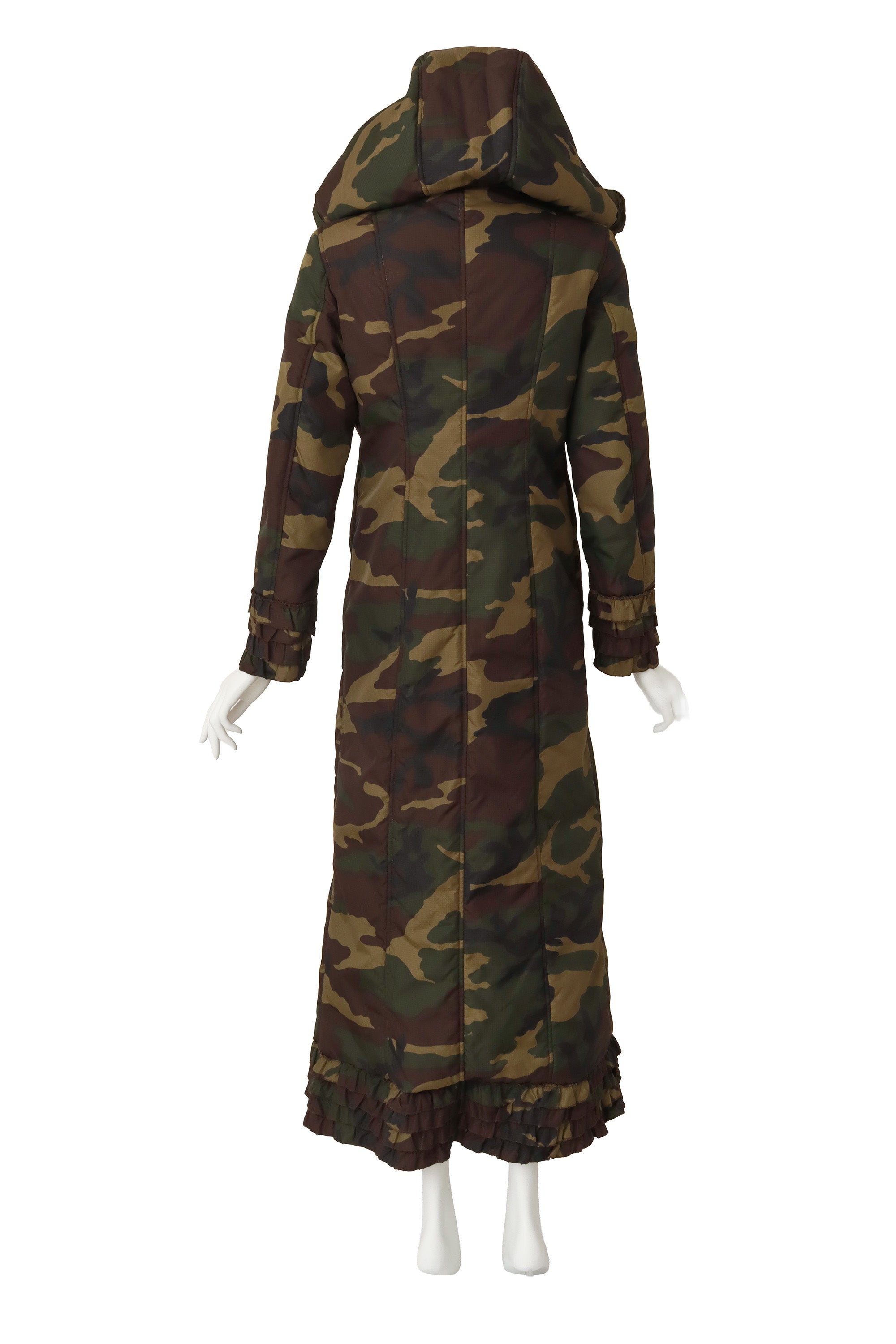 camo Puffer Coat by Moschino on mannequin back @ Recess LA