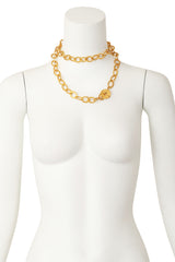 Gold Hammered Hoop Chain Necklace on Mannequin @ Recess LA