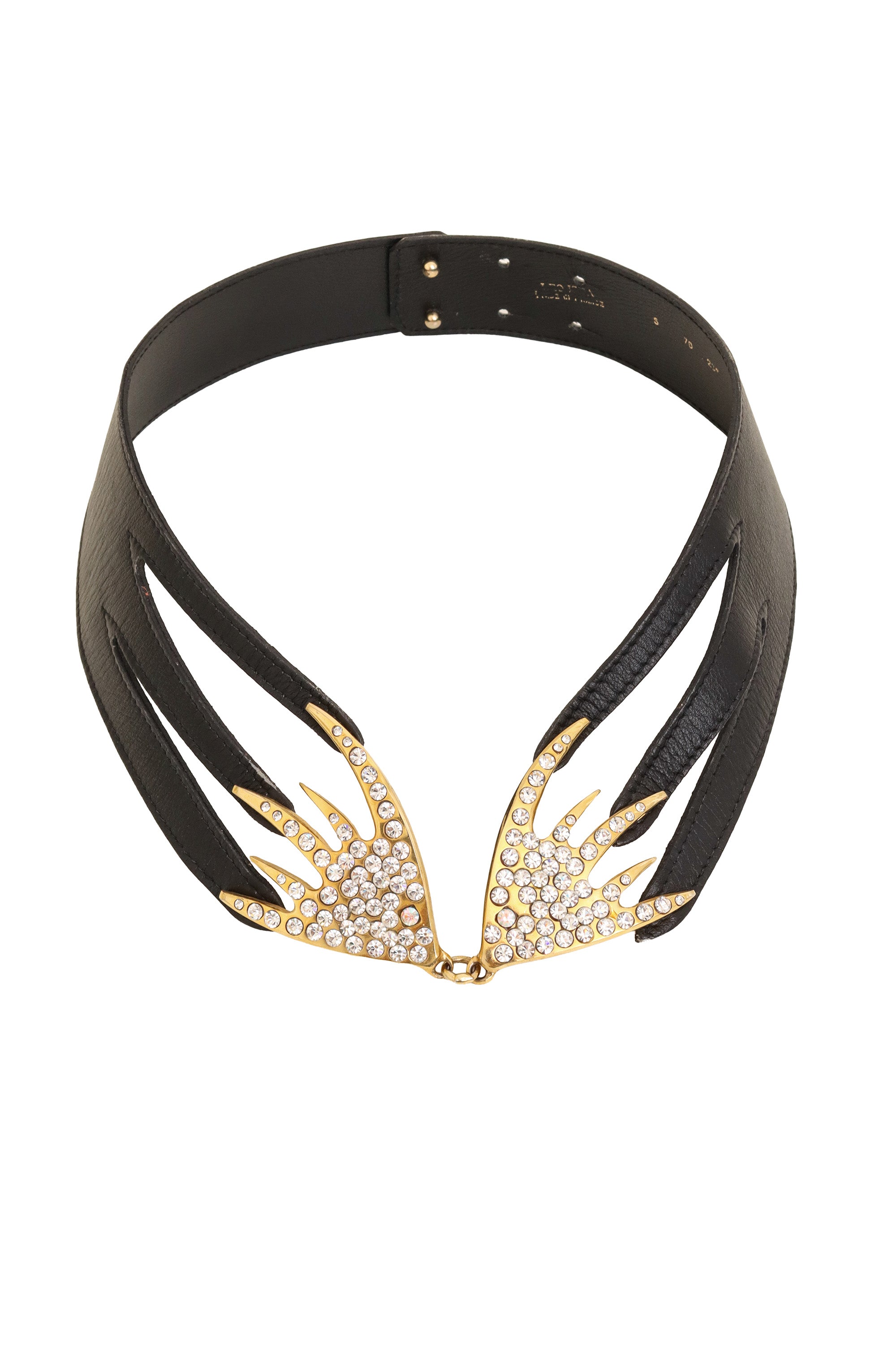 Leather Cutout Crystal Wing Belt @ Recess LA