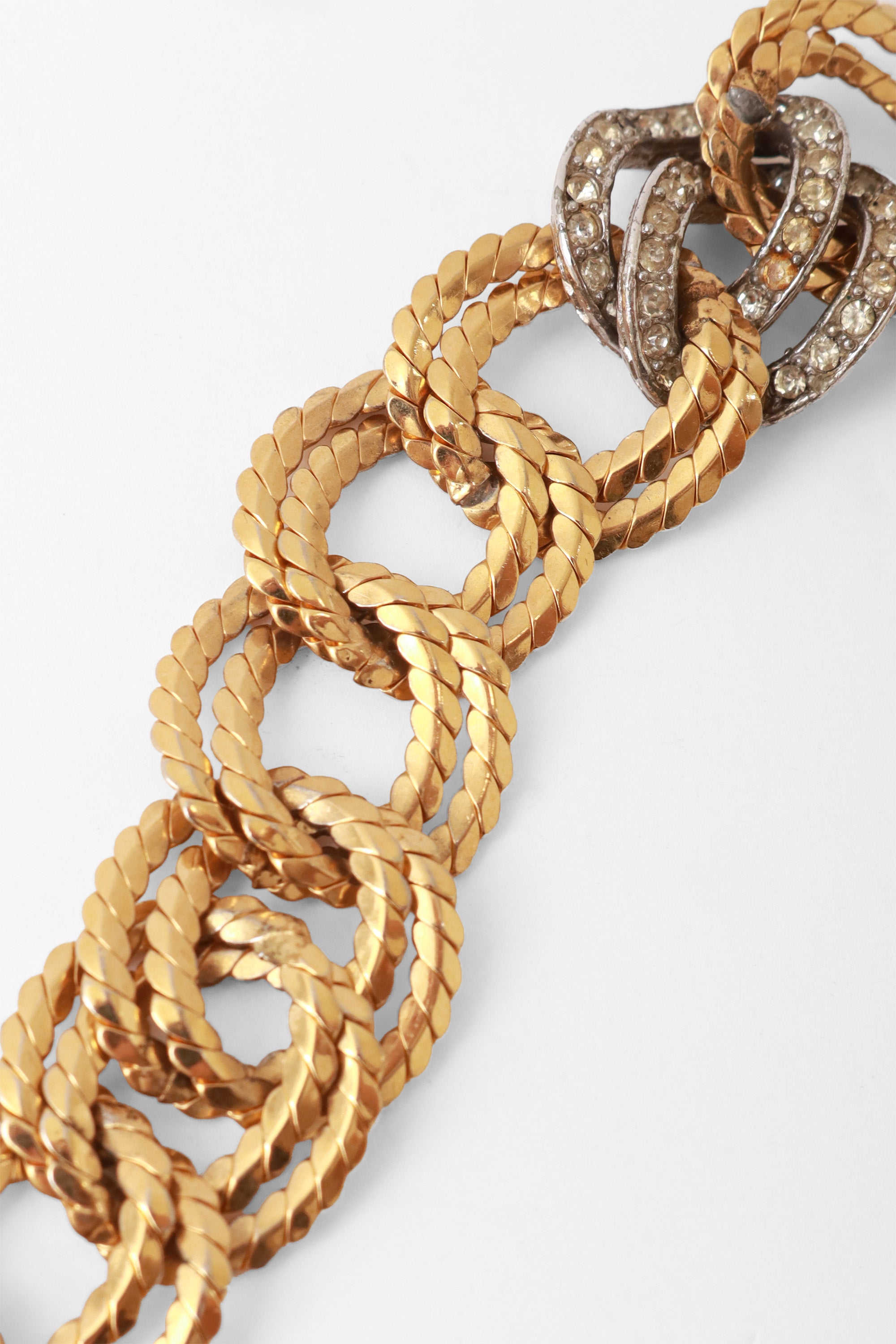 Gold and Silver Double Hoop Chain Necklace Wear on Chain up close @RecessLA