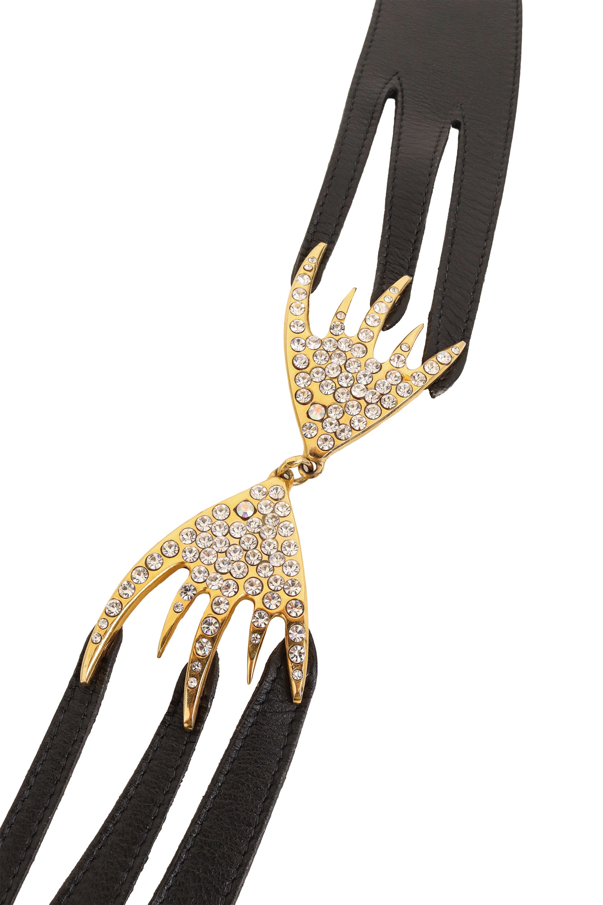 Leather Cutout Crystal Wing Belt close @ Recess LA