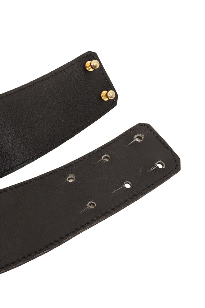 Leather Cutout Crystal Wing Belt prongs and holes @ Recess LA