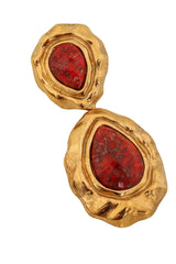 Vintage Guy Laroche Red Marbled Teardrop Earrings tarnish @ Recess LA