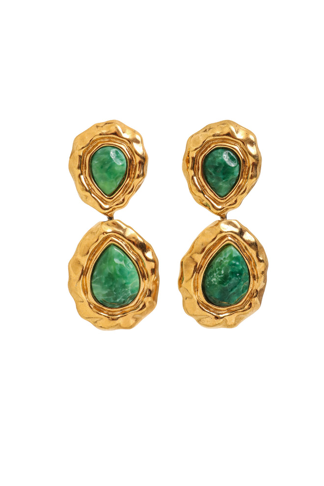 Vintage Guy Laroche Green Marbled Teardrop Earrings @ Recess LA