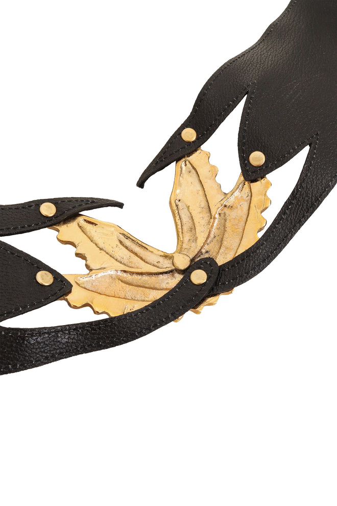 Textured Suede Crystal Wing Belt by Léo Isba back @ Recess LA