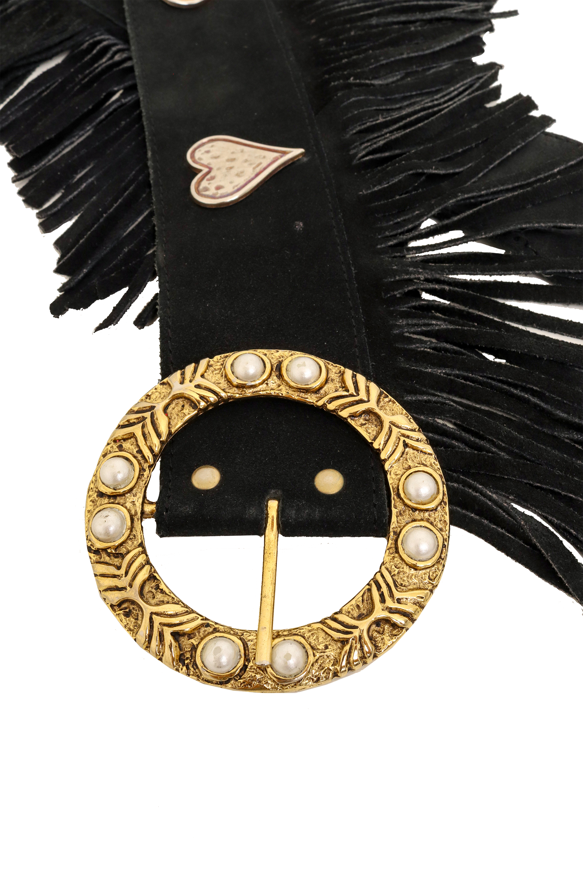 Pearl Ring Heart Fringe Belt buckle @ Recess LA