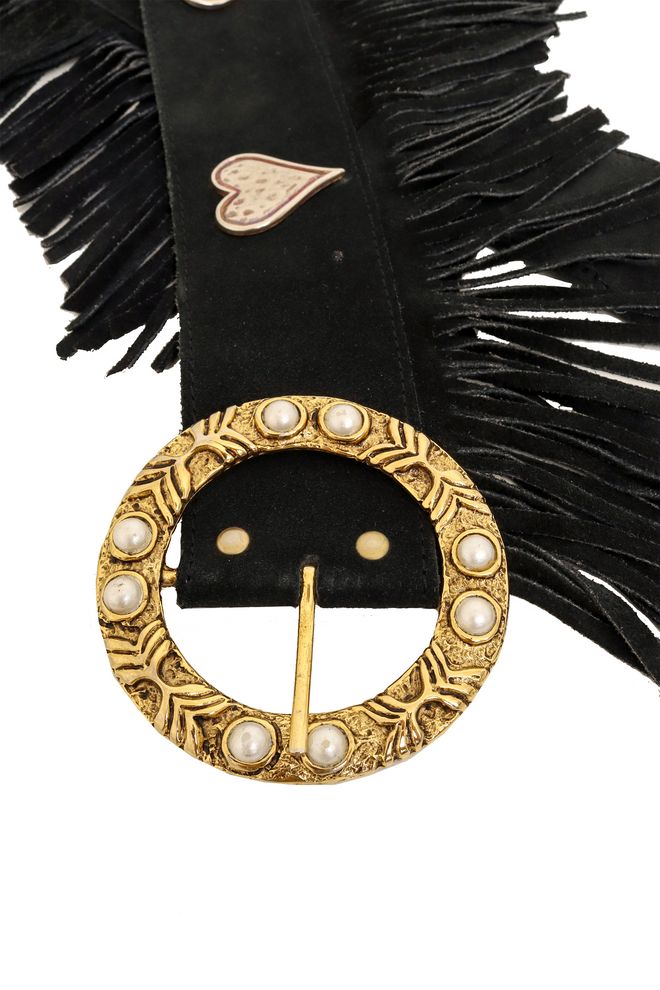 Pearl Ring Heart Fringe Belt buckle @ Recess LA