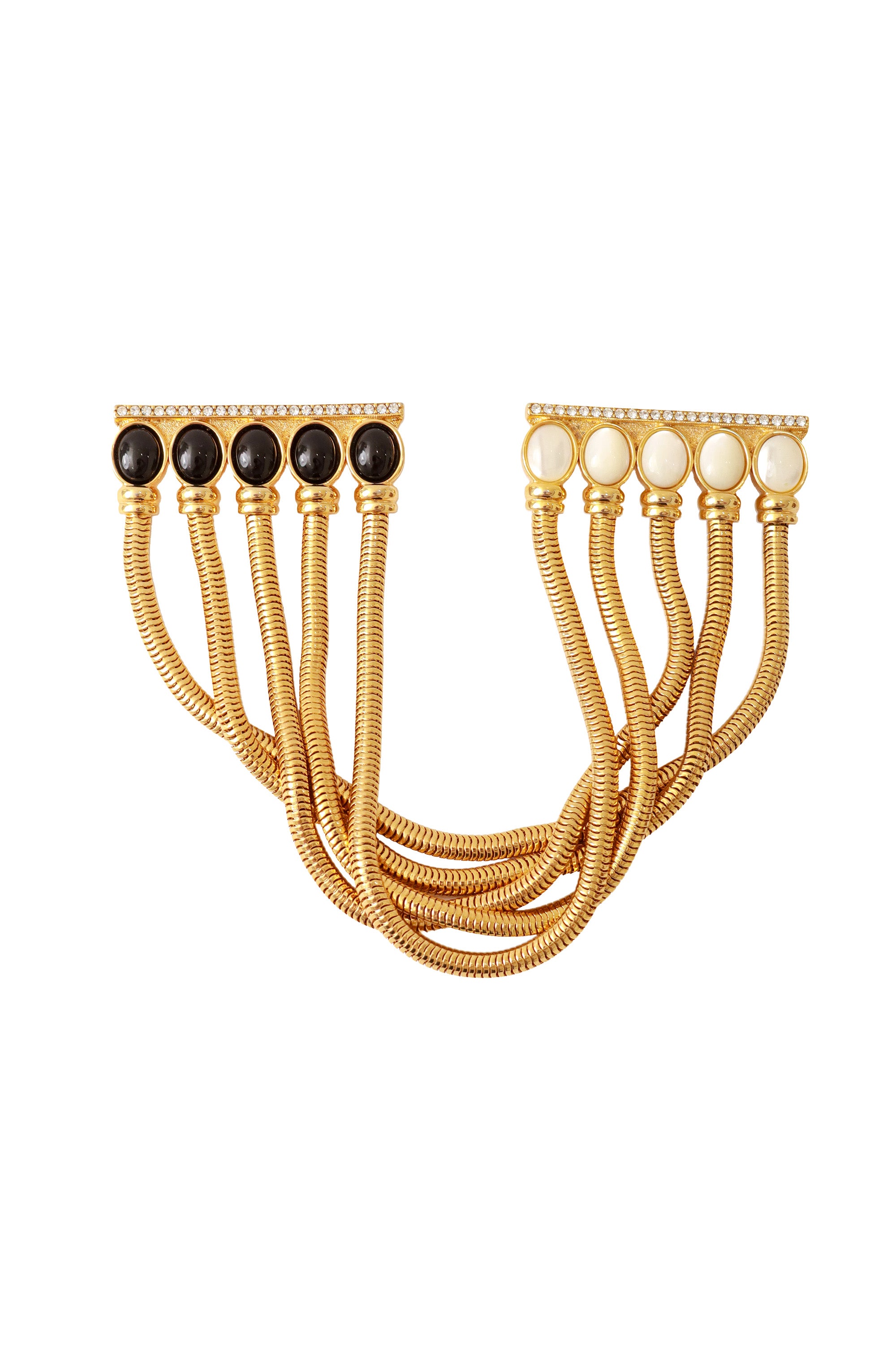 Cabochon Gold Chain Double-Ended Brooch @RecessLA