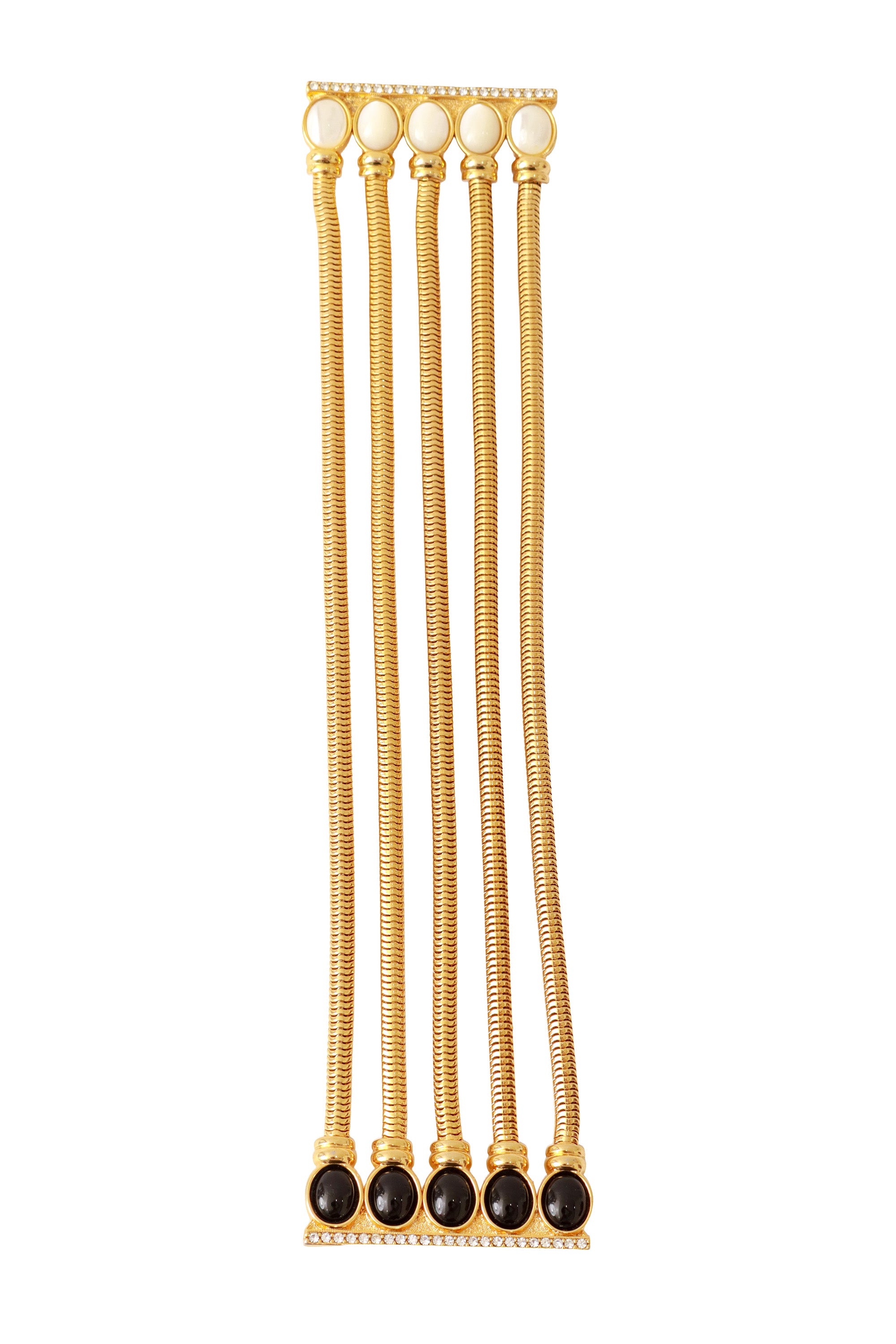 Cabochon Gold Chain Double-Ended Brooch