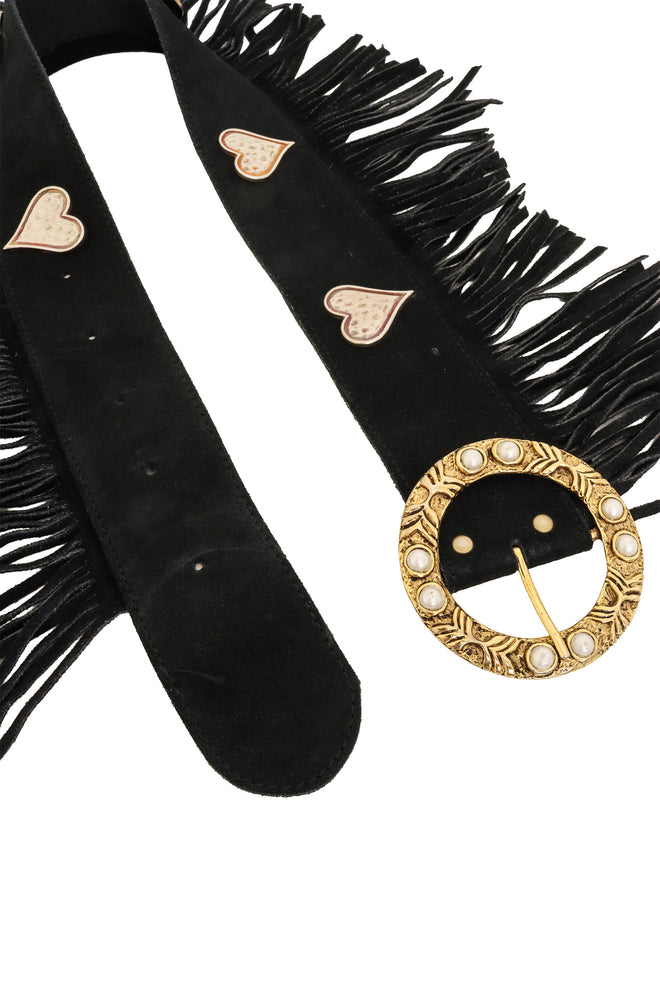 Pearl Ring Heart Fringe Belt close @ Recess LA