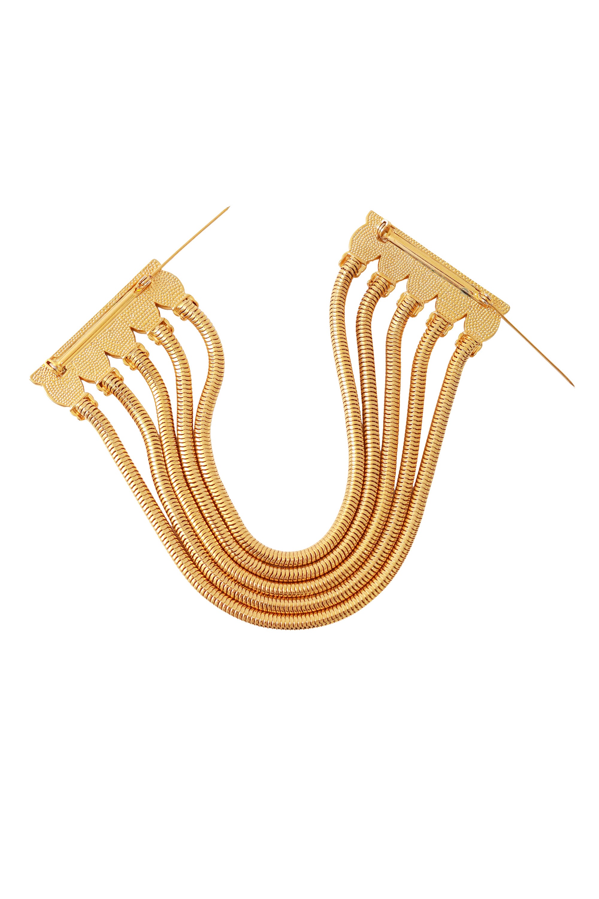 Cabochon Gold Chain Double-Ended Brooch backside with pins @RecessLA