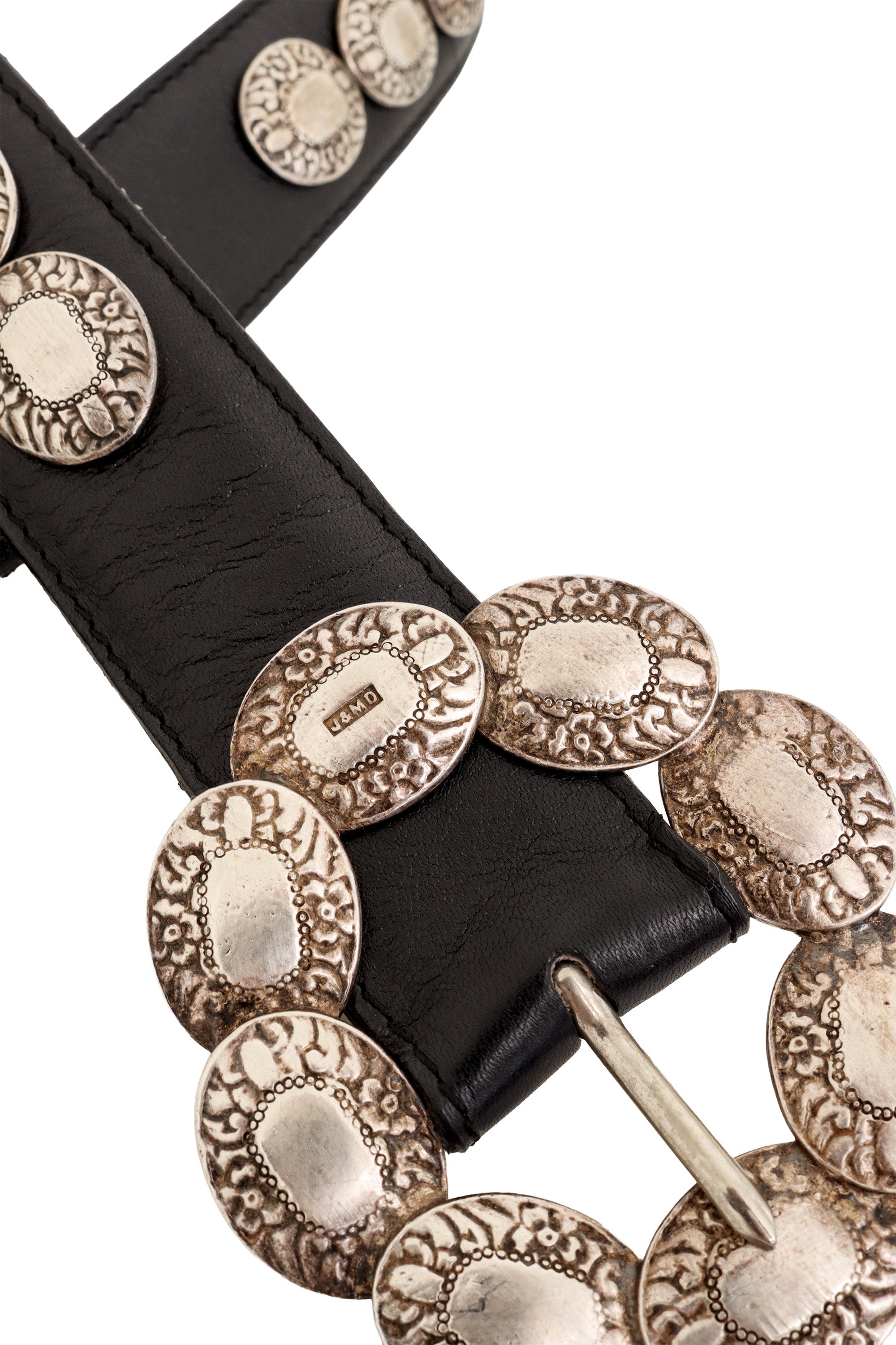 Oval Concho Medallion Leather Belt by J&M Davidson logo stamp @ Recess LA