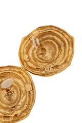 Vintage Guy Laroche Spiral Shell Button Earrings logo @ Recess LA