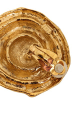 Vintage Guy Laroche Spiral Shell Button Earrings finish wear  @ Recess LA