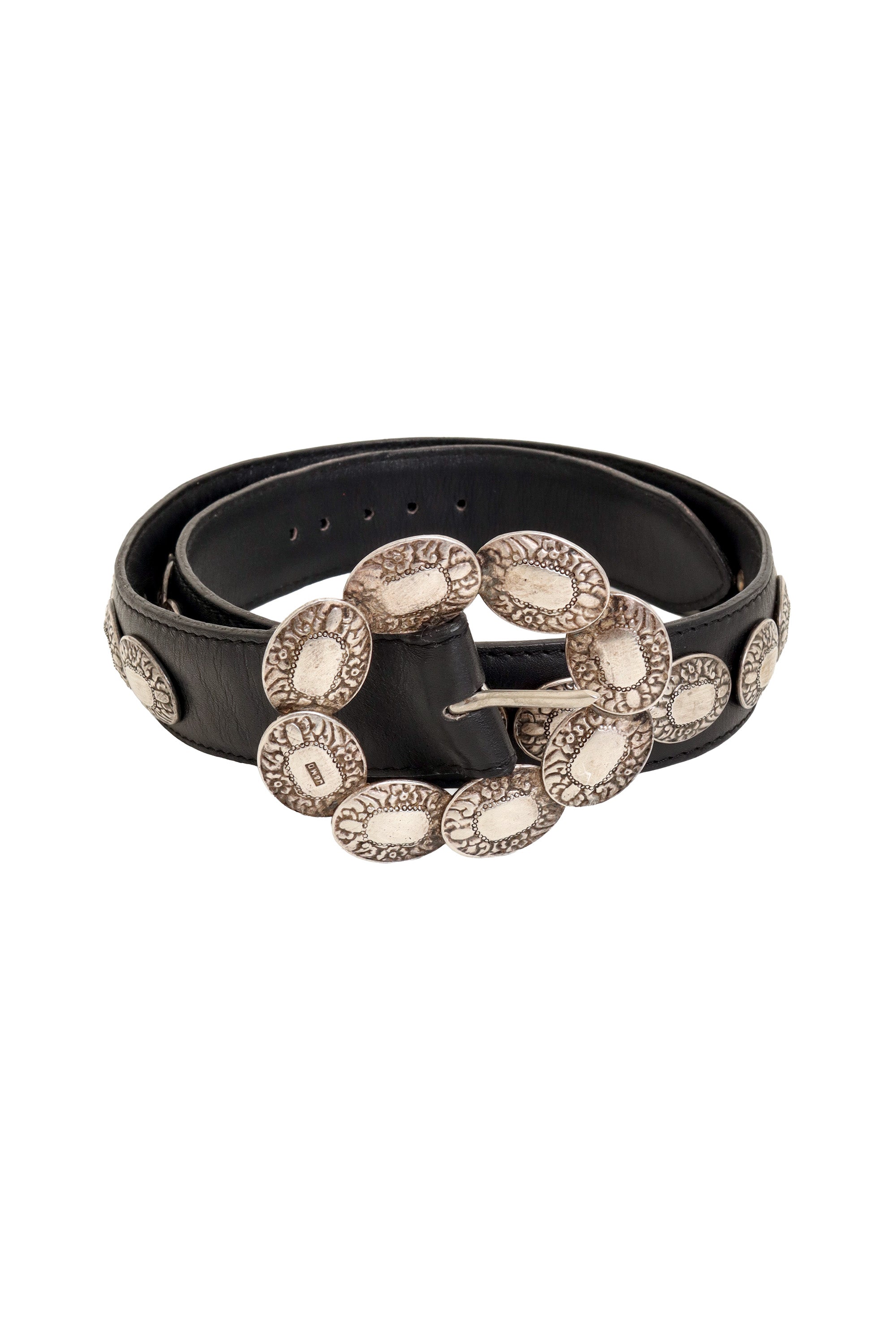 Oval Concho Medallion Leather Belt by J&M Davidson coil @ Recess LA