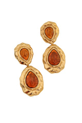 Vintage Guy Laroche Amber Marbled Teardrop Earrings close @ Recess LA