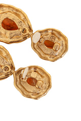 Vintage Guy Laroche Amber Marbled Teardrop Earrings logos @ Recess LA