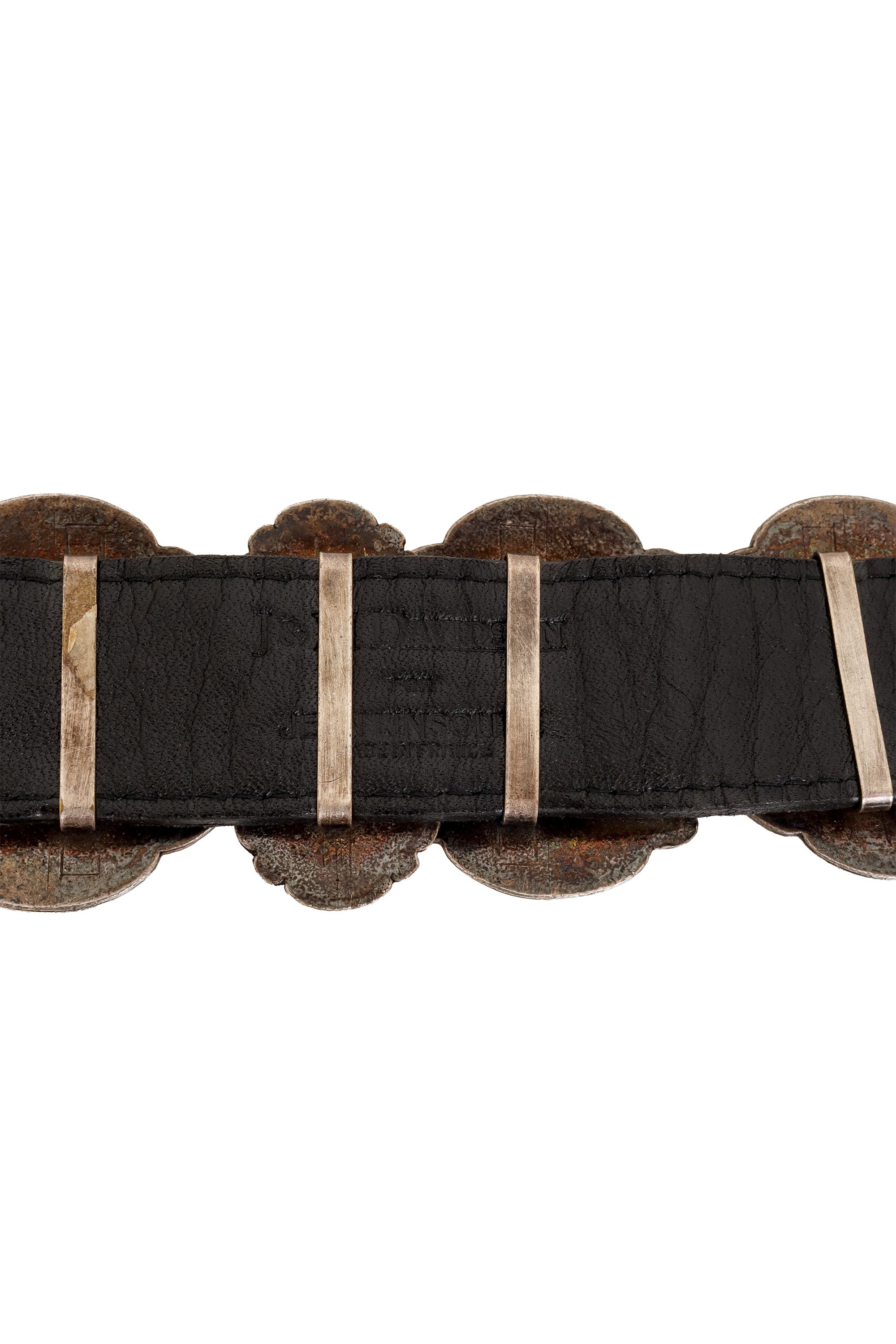 Engraved Floral Plate Leather Belt by J&M Davidson stamp @ Recess LA