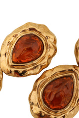 Vintage Guy Laroche Amber Marbled Teardrop Earrings tarnish close @ Recess LA