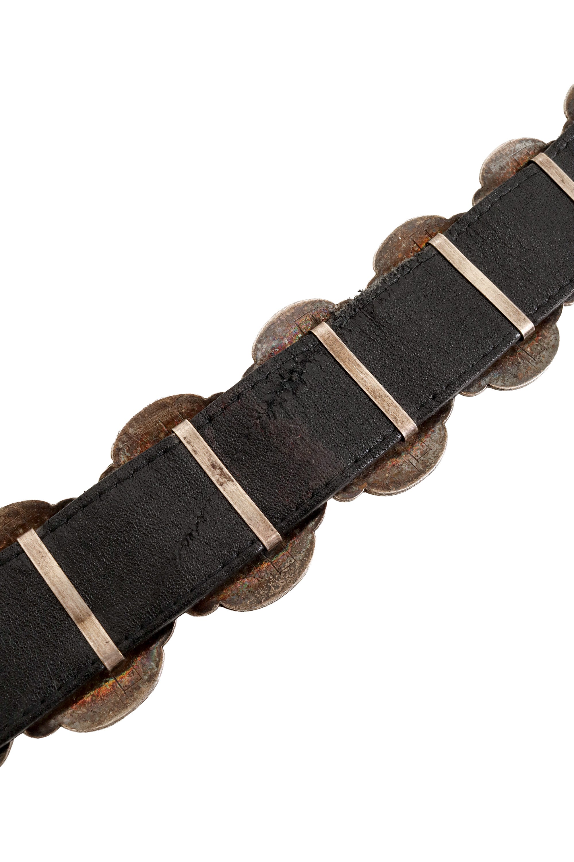 Engraved Floral Plate Leather Belt by J&M Davidson scuff @ Recess LA
