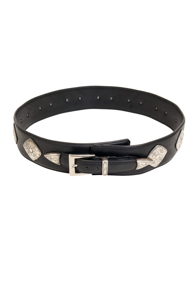 Floral Diamond Leather Concho Belt by JM Davidson @ Recess LA