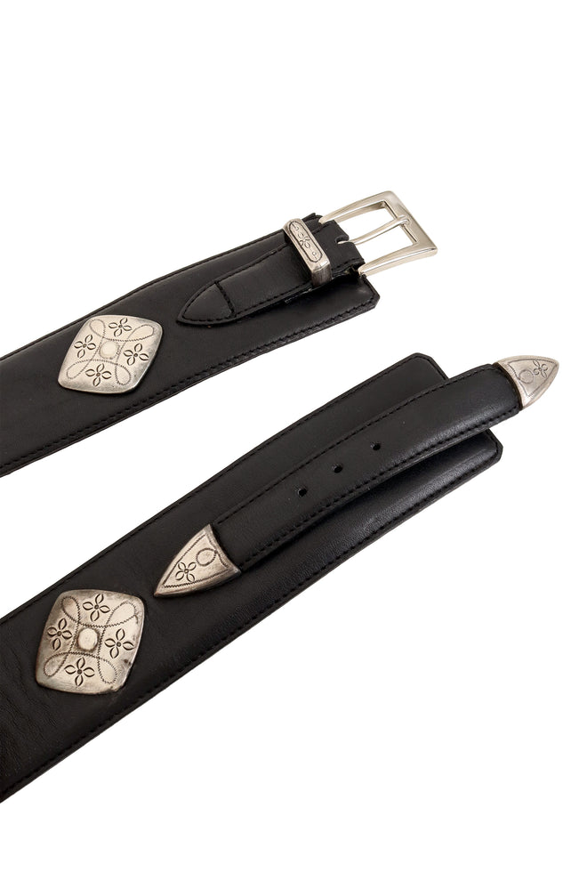 Floral Diamond Leather Concho Belt by JM Davidson ends @ Recess LA