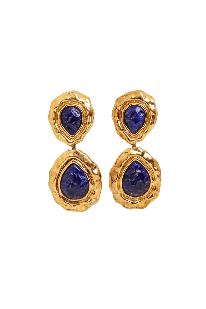 Vintage Guy Laroche Lapis Marbled Teardrop Earrings @ Recess LA