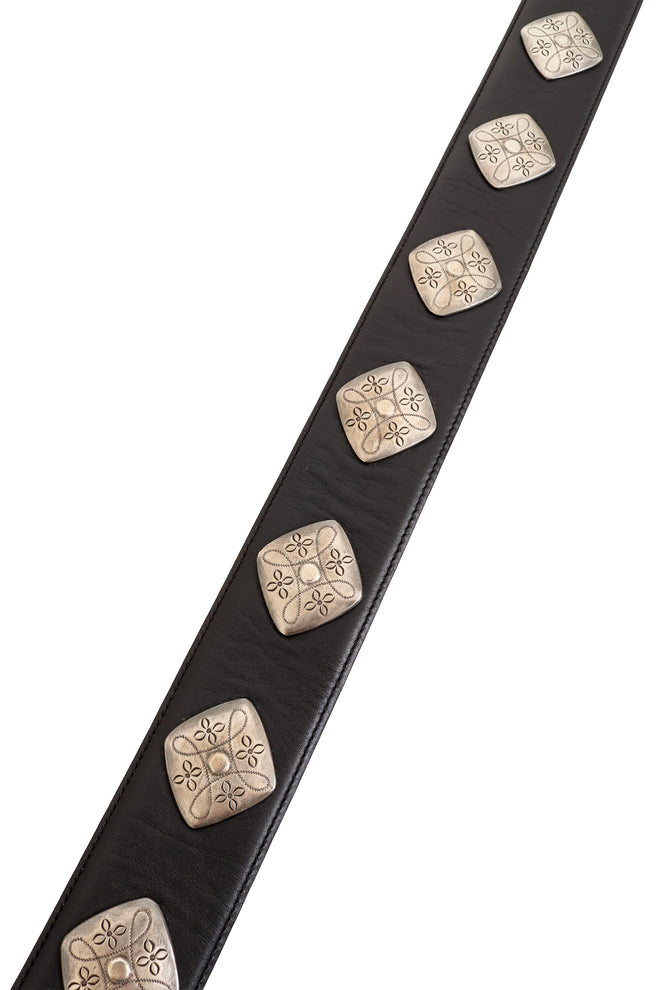 Floral Diamond Leather Concho Belt by JM Davidson studs @ Recess LA
