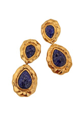 Vintage Guy Laroche Lapis Marbled Teardrop Earrings close @ Recess LA