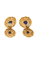 Vintage Guy Laroche Lapis Marbled Teardrop Earrings backs open @ Recess LA