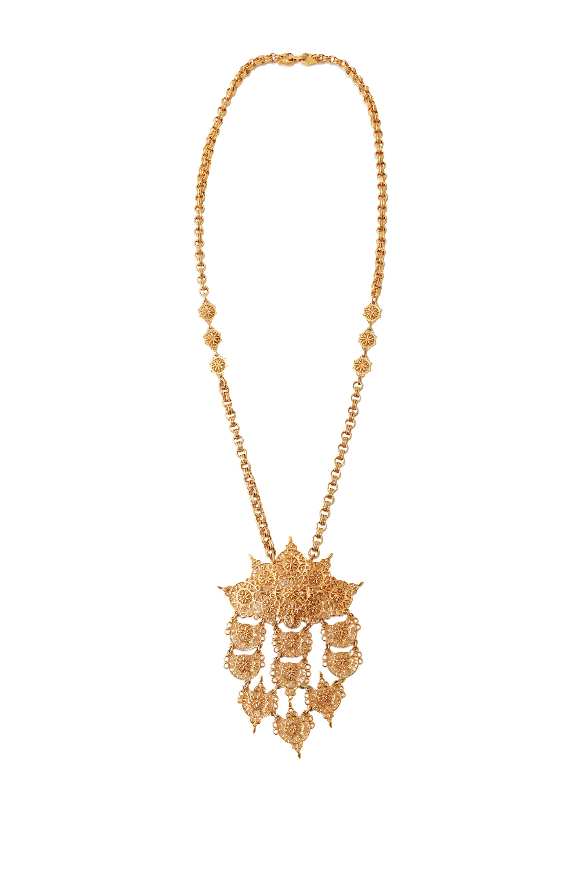 Fan-Shaped Filigree Pendent Necklace @ Recess LA