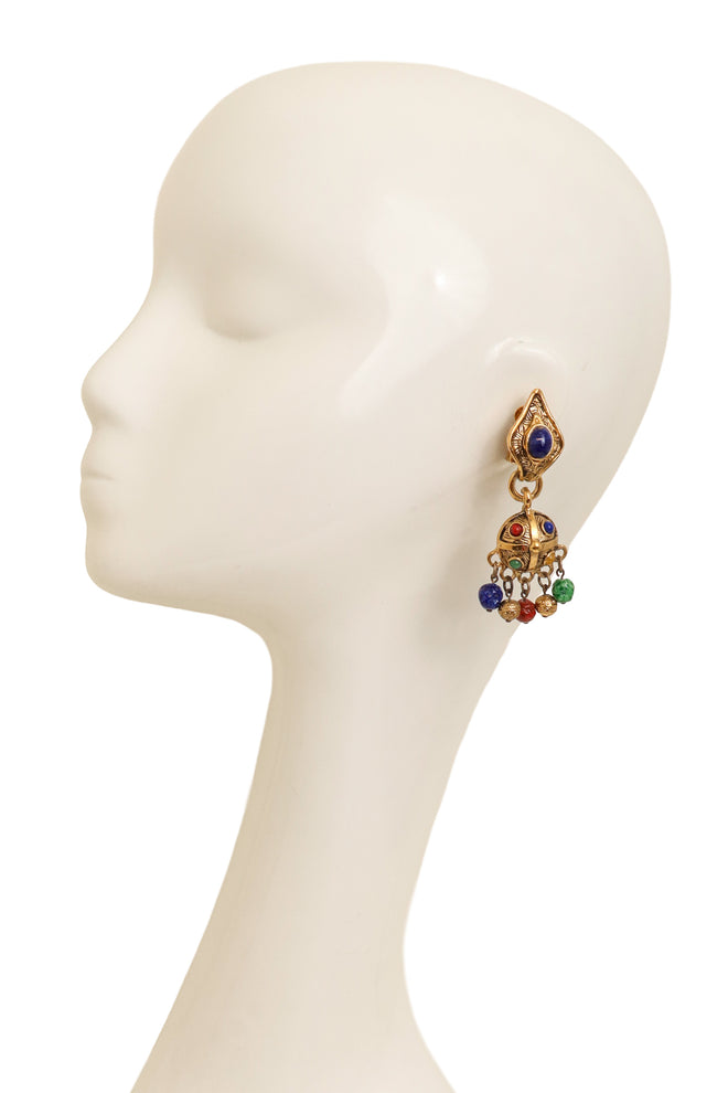 Vintage Guy Laroche Eclectic Orb Bead Charm Earrings on mannequin @ Recess LA