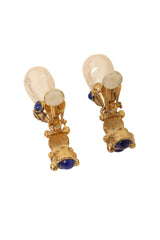 Vintage Mosaique Paris Cabochon Huggie Pearl Drop Earrings backs open @ Recess LA