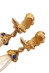 Vintage Mosaique Paris Cabochon Huggie Pearl Drop Earrings signatures @ Recess LA