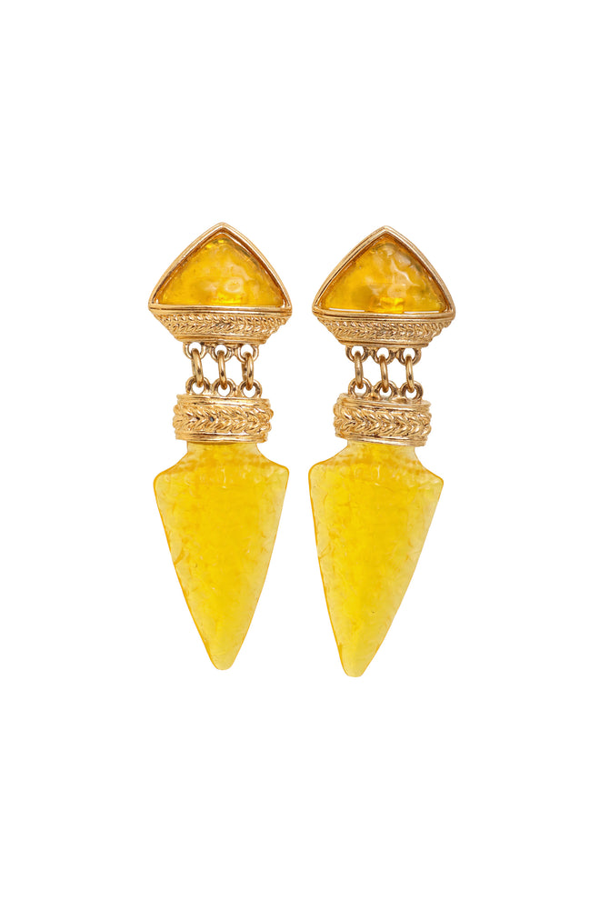 Vintage Guy Laroche Yellow Arrowhead Drop Earrings @ Recess LA