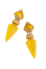 Vintage Guy Laroche Yellow Arrowhead Drop Earrings close @ Recess LA