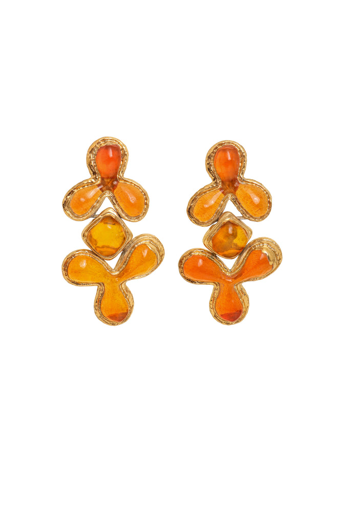Vintage Guy Laroche Orange Abstract Resin Drop Earrings @ Recess LA