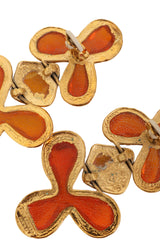 Vintage Guy Laroche Orange Abstract Resin Drop Earrings tarnish @ Recess LA