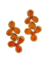 Vintage Guy Laroche Orange Abstract Resin Drop Earrings close @ Recess LA