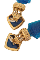 Vintage Guy Laroche Blue Arrowhead Drop Earrings logos @ Recess LA