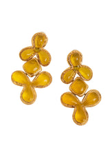 Vintage Guy Laroche Yellow Abstract Resin Drop Earrings close @ Recess LA