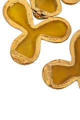 Vintage Guy Laroche Yellow Abstract Resin Drop Earrings signature @ Recess LA