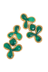 Vintage Guy Laroche Green Abstract Resin Drop Earrings close  @ Recess LA
