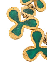 Vintage Guy Laroche Green Abstract Resin Drop Earrings logos @ Recess LA
