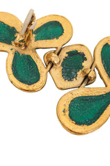 Vintage Guy Laroche Green Abstract Resin Drop Earrings tarnish @ Recess LA